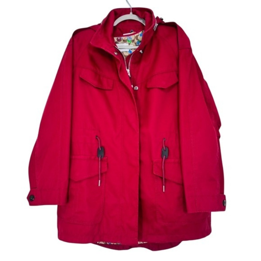 Coach Red Maroon Heavy Barn Jacket‎ Brown Logo Floral Vest Spring Jacket Classic